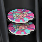 Kawaii Anime Girl Hearts Car Coasters Set - Road Muse