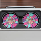 Kawaii Anime Girl Hearts Car Coasters Set - Road Muse