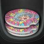 Kawaii Shock Anime Face Car Coasters Set - Road Muse