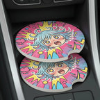 Kawaii Shock Anime Face Car Coasters Set - Road Muse