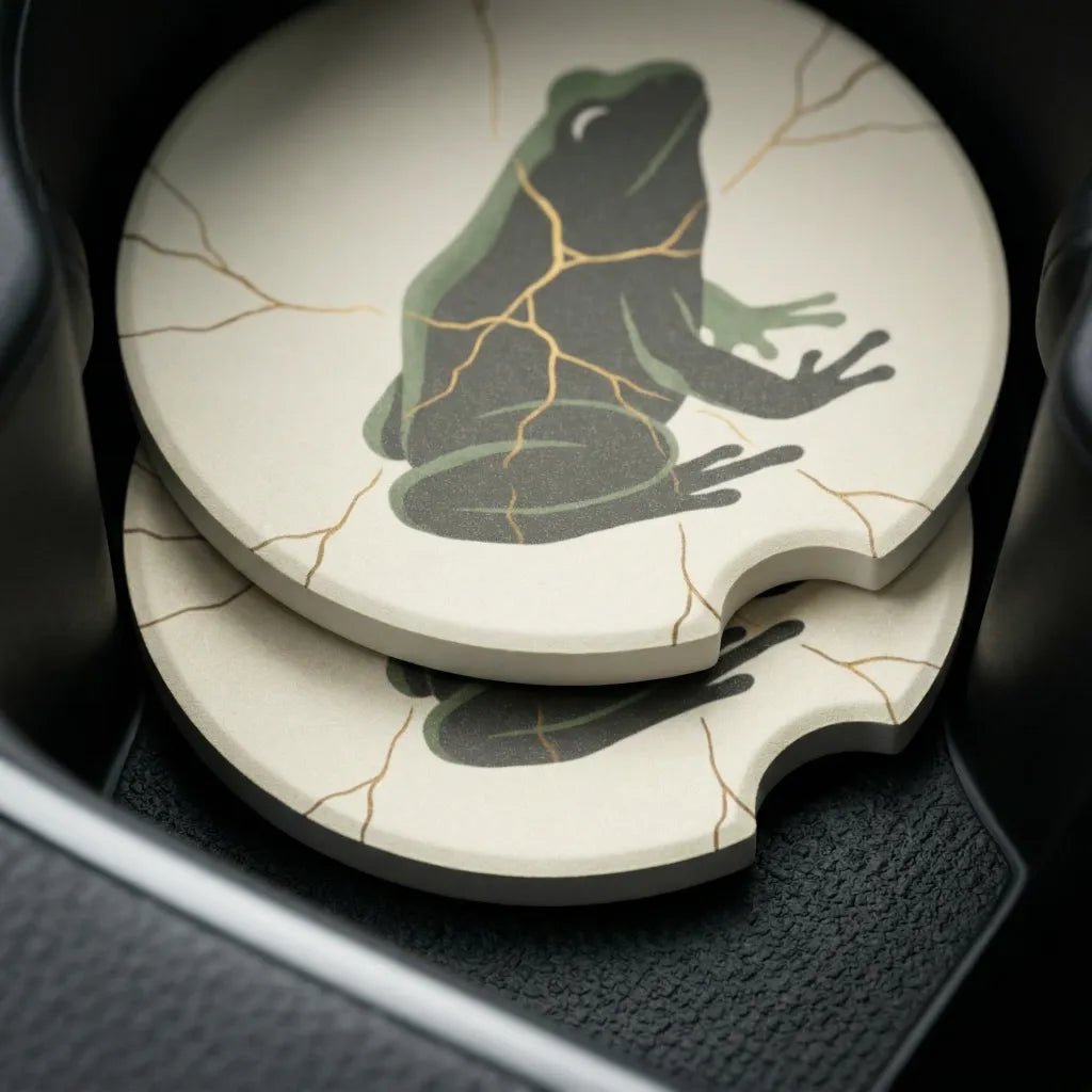 Kintsugi Frog Car Coasters Set - Road Muse