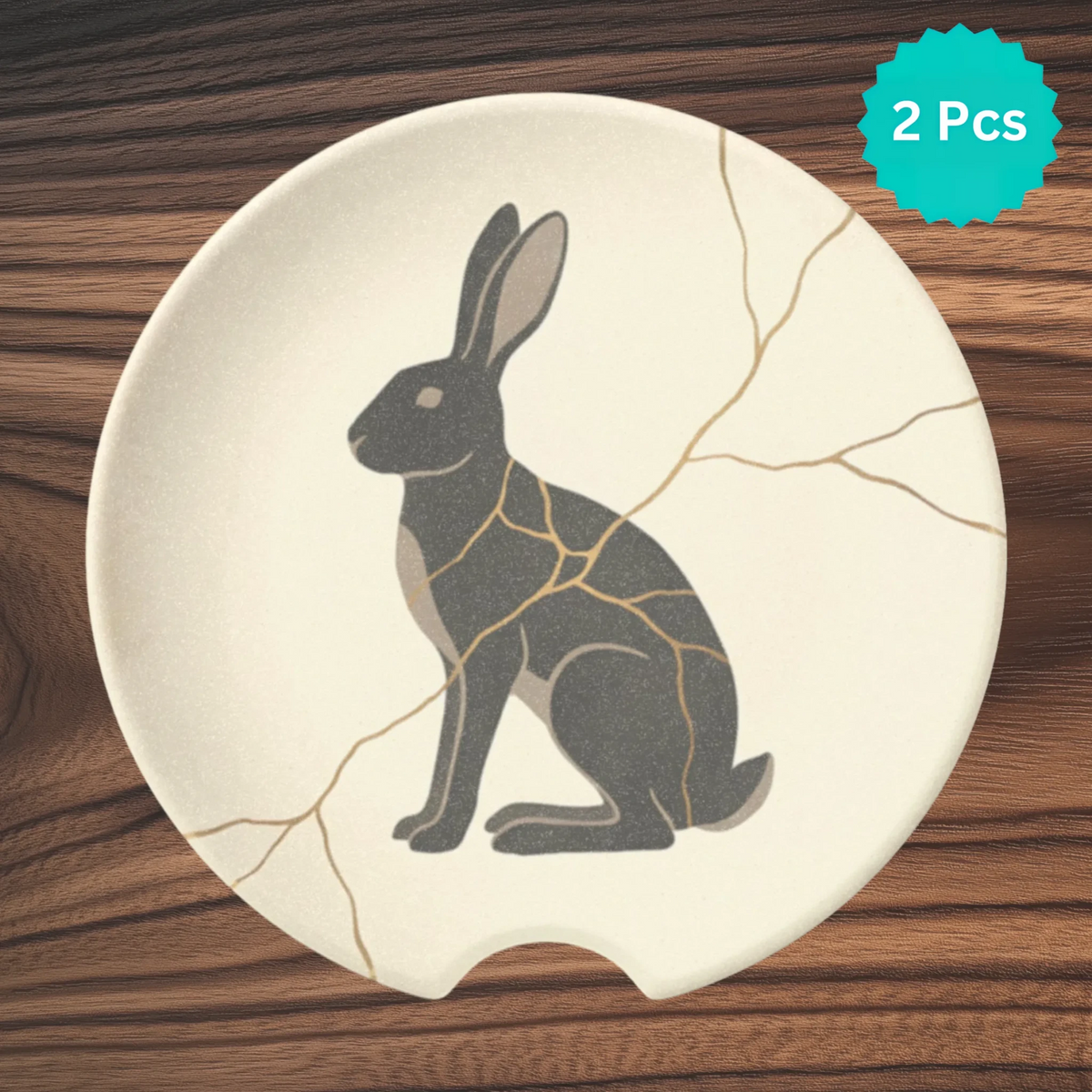 Kintsugi Hare Car Coasters Set - Road Muse
