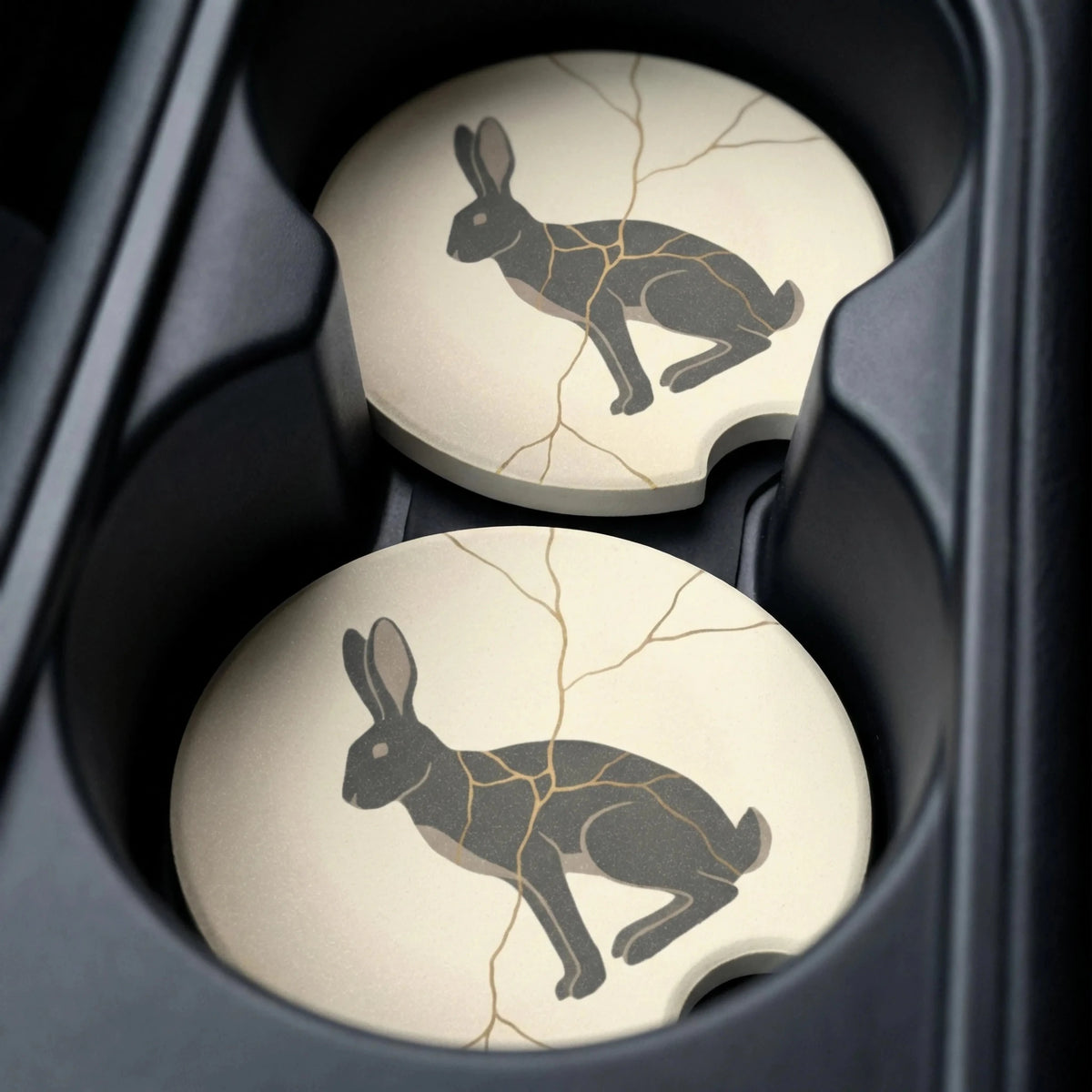 Kintsugi Hare Car Coasters Set - Road Muse
