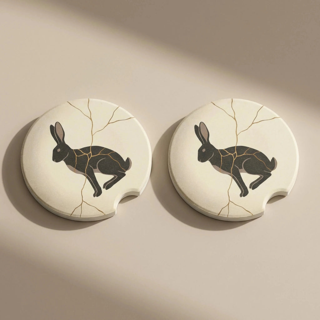 Kintsugi Hare Car Coasters Set - Road Muse