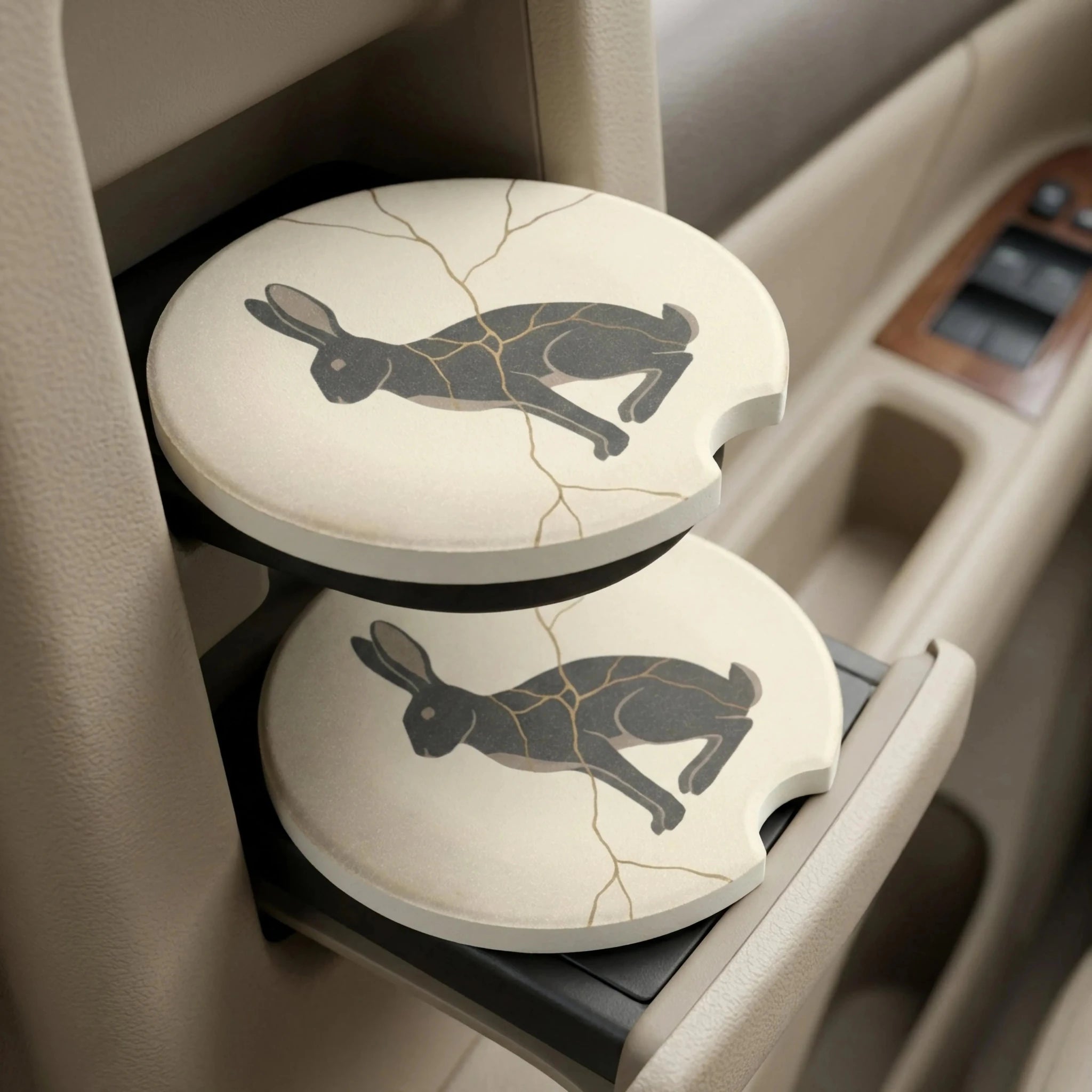 Kintsugi Hare Car Coasters Set - Road Muse