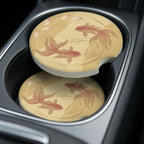 Koi Fish Illustration Car Coasters Set - Road Muse