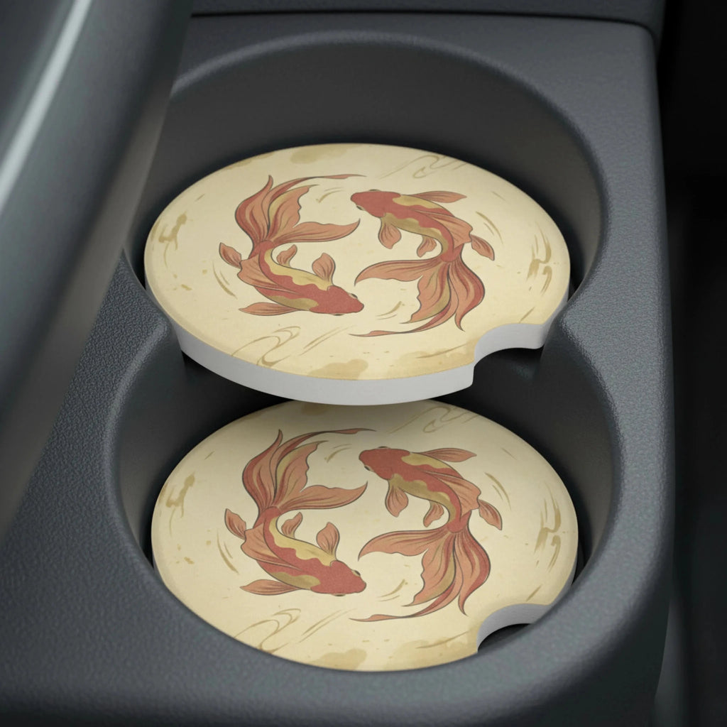 Koi Fish Soapstone Car Coasters Set - Road Muse