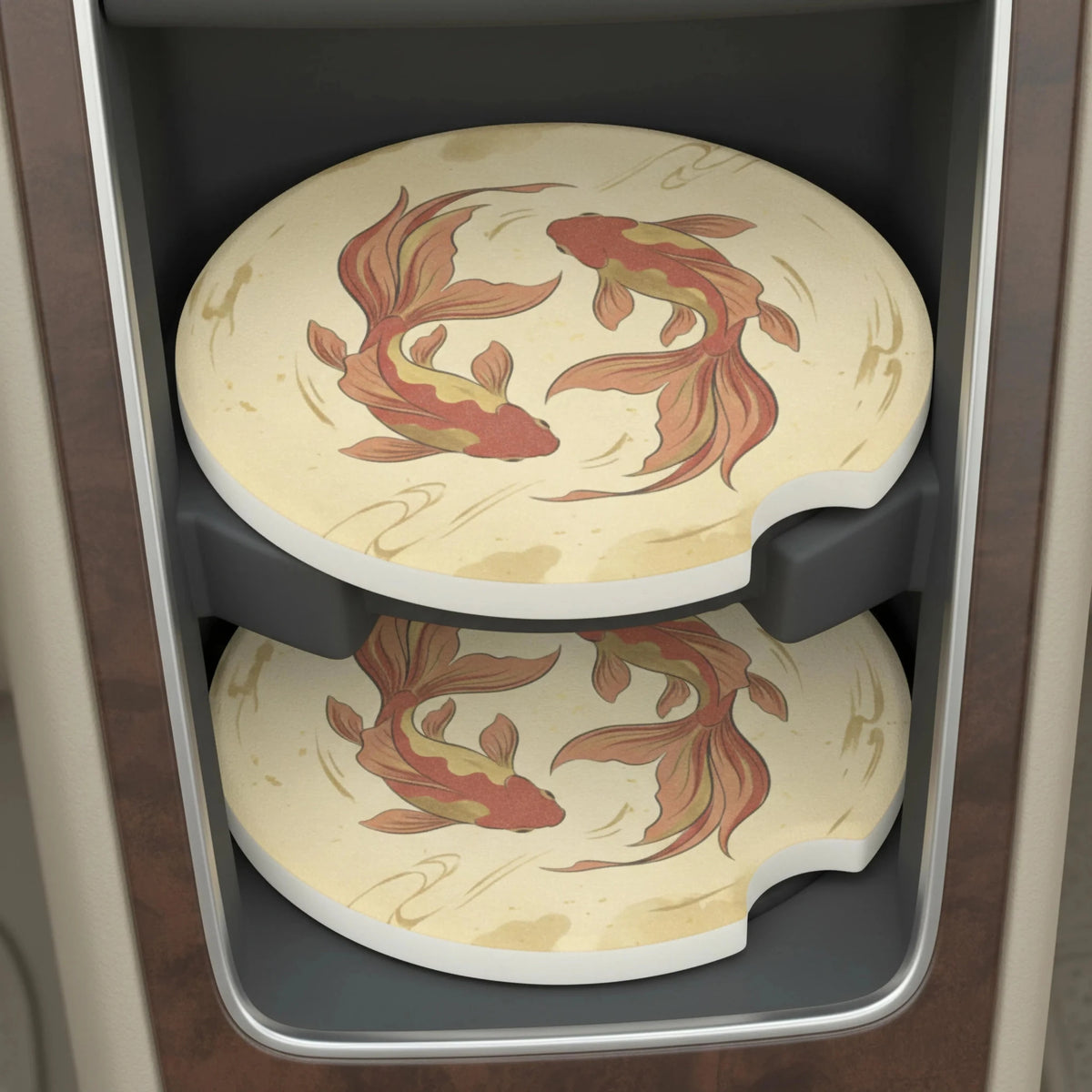 Koi Fish Soapstone Car Coasters Set - Road Muse