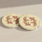 Koi Fish Soapstone Car Coasters Set - Road Muse