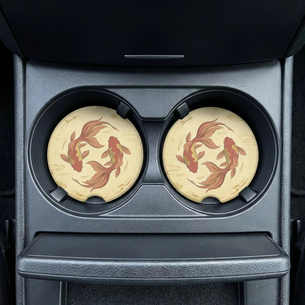 Koi Fish Soapstone Car Coasters Set - Road Muse