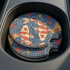 Koi Fish Swirl Car Coasters Set - Road Muse