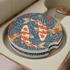 Koi Fish Swirl Car Coasters Set - Road Muse