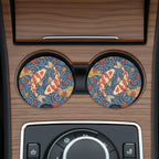 Koi Fish Swirl Car Coasters Set - Road Muse