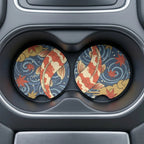 Koi Fish Swirl Car Coasters Set - Road Muse