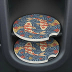 Koi Fish Swirl Car Coasters Set - Road Muse