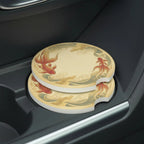 Koi Fish Wave Car Coasters Set - Road Muse