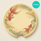 Koi Fish Wave Car Coasters Set - Road Muse
