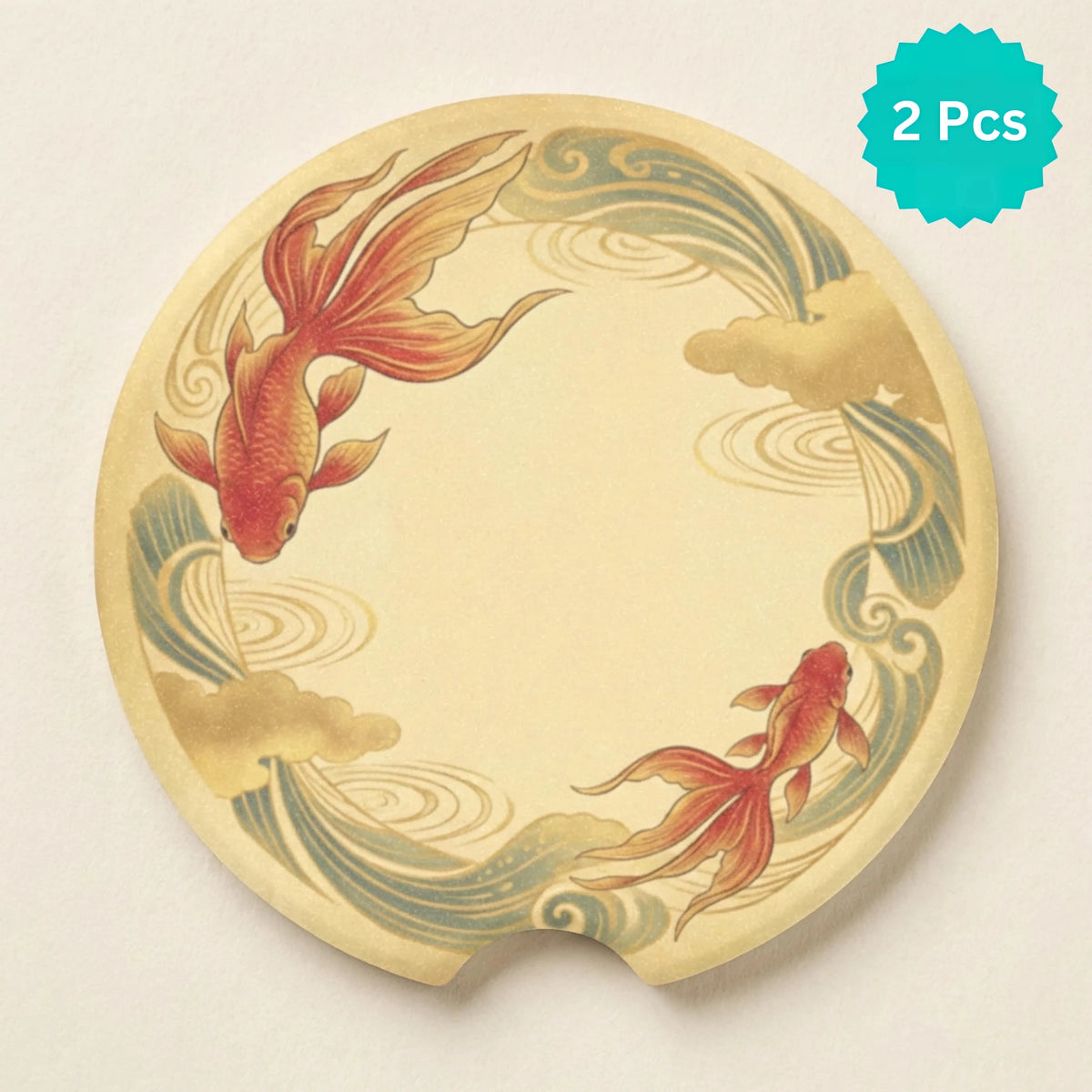 Koi Fish Wave Car Coasters Set - Road Muse