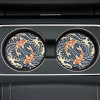 Koi Fish Waves Car Coasters Set - Road Muse