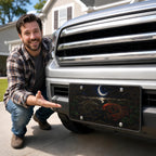 Koi Fish Yin Yang Crescent Moon Vanity Plate - Road Muse