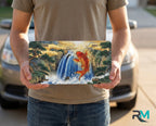 Koi Jumping Waterfall Vanity Plate - Road Muse