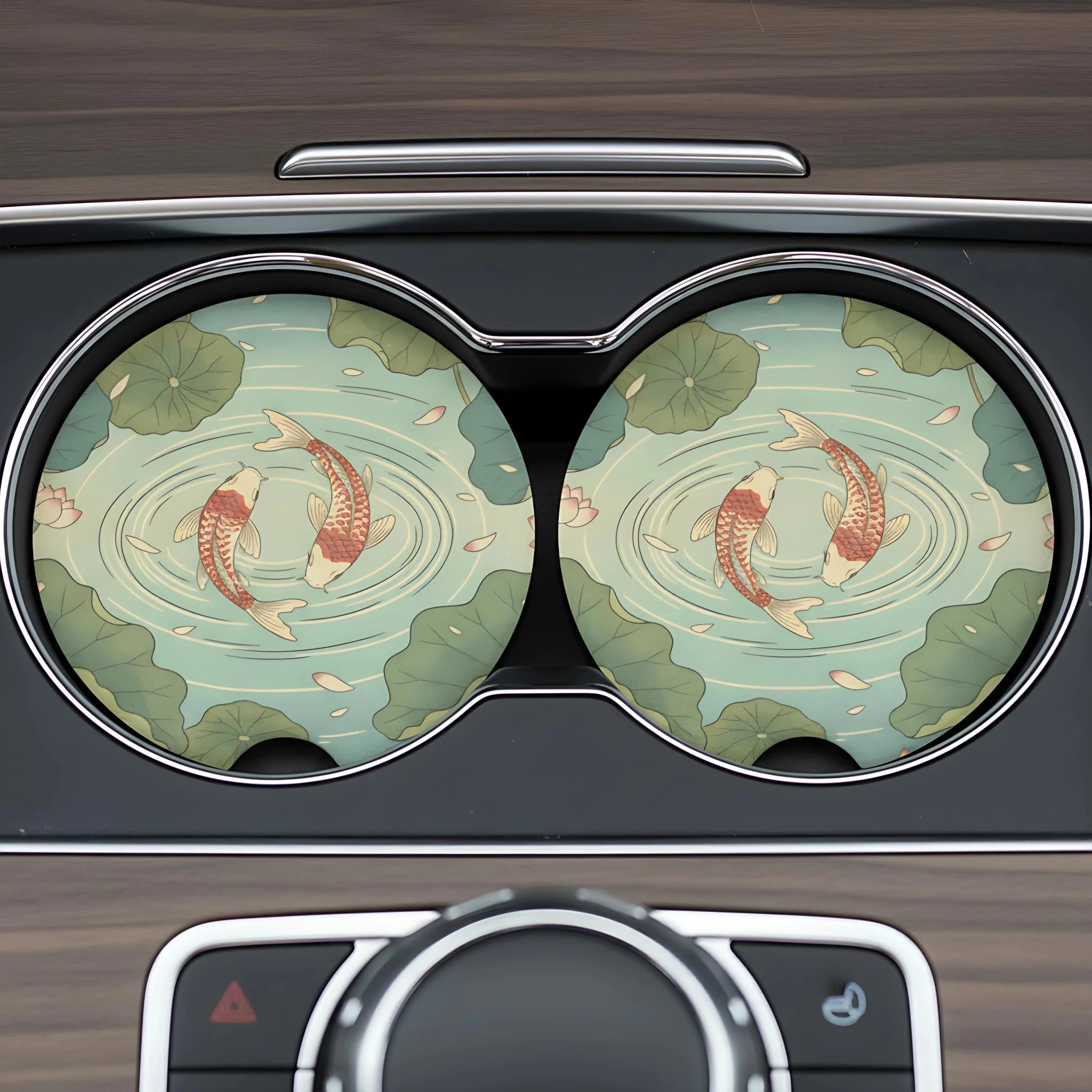 Koi Pond Car Coasters Set - Road Muse