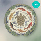 Koi Turtle Wave Car Coasters Set - Road Muse