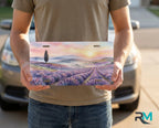 Lavender Field Sunset Vanity Plate - Road Muse
