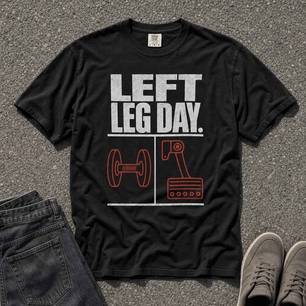 Left Leg Day Funny Workout Graphic Tee - Road Muse