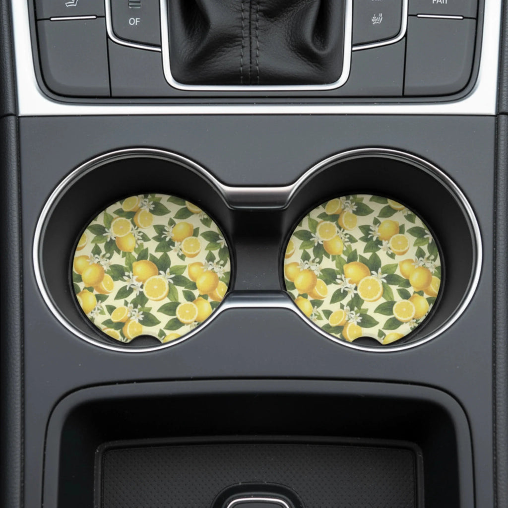 Lemon Pattern Car Coasters Set - Road Muse