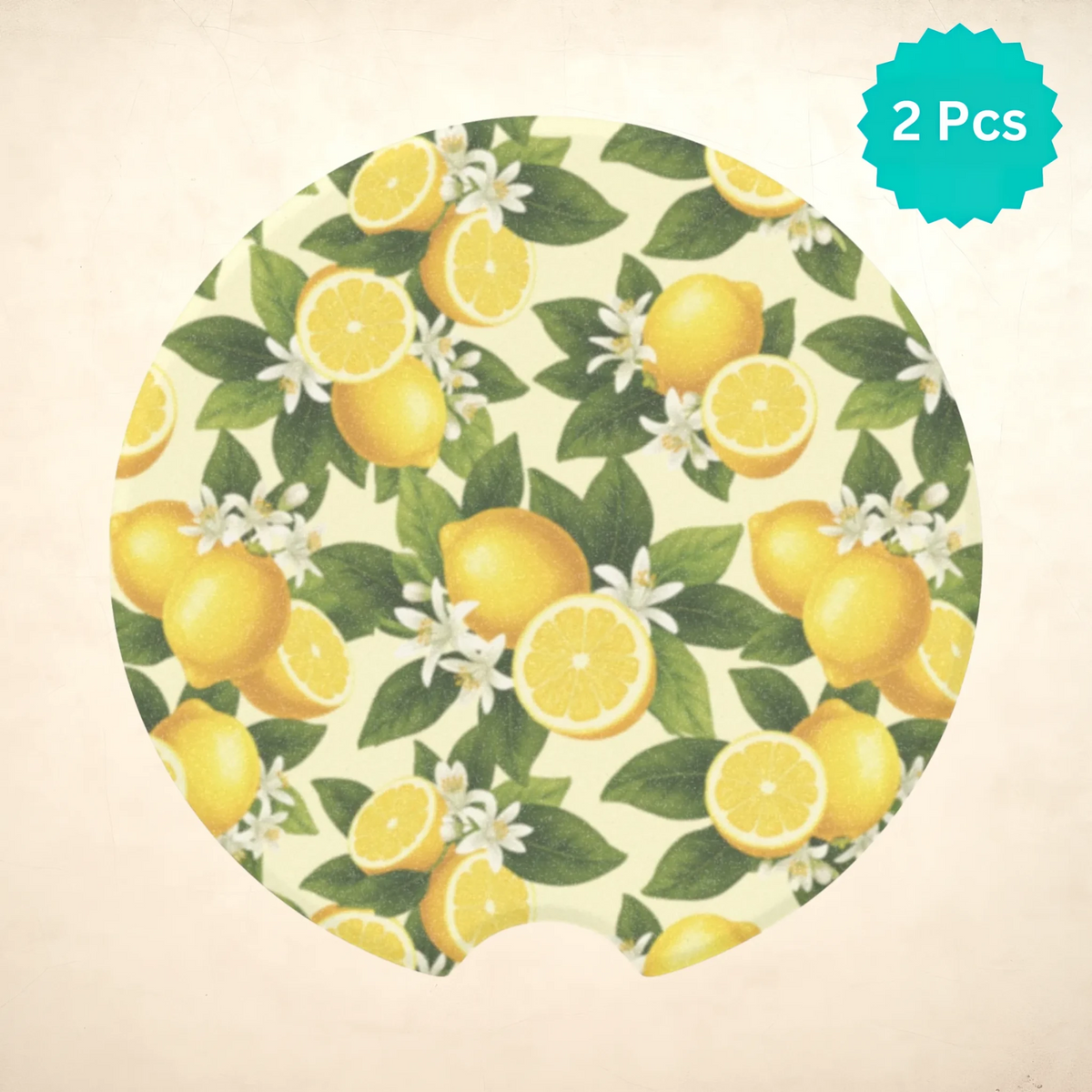 Lemon Pattern Car Coasters Set - Road Muse