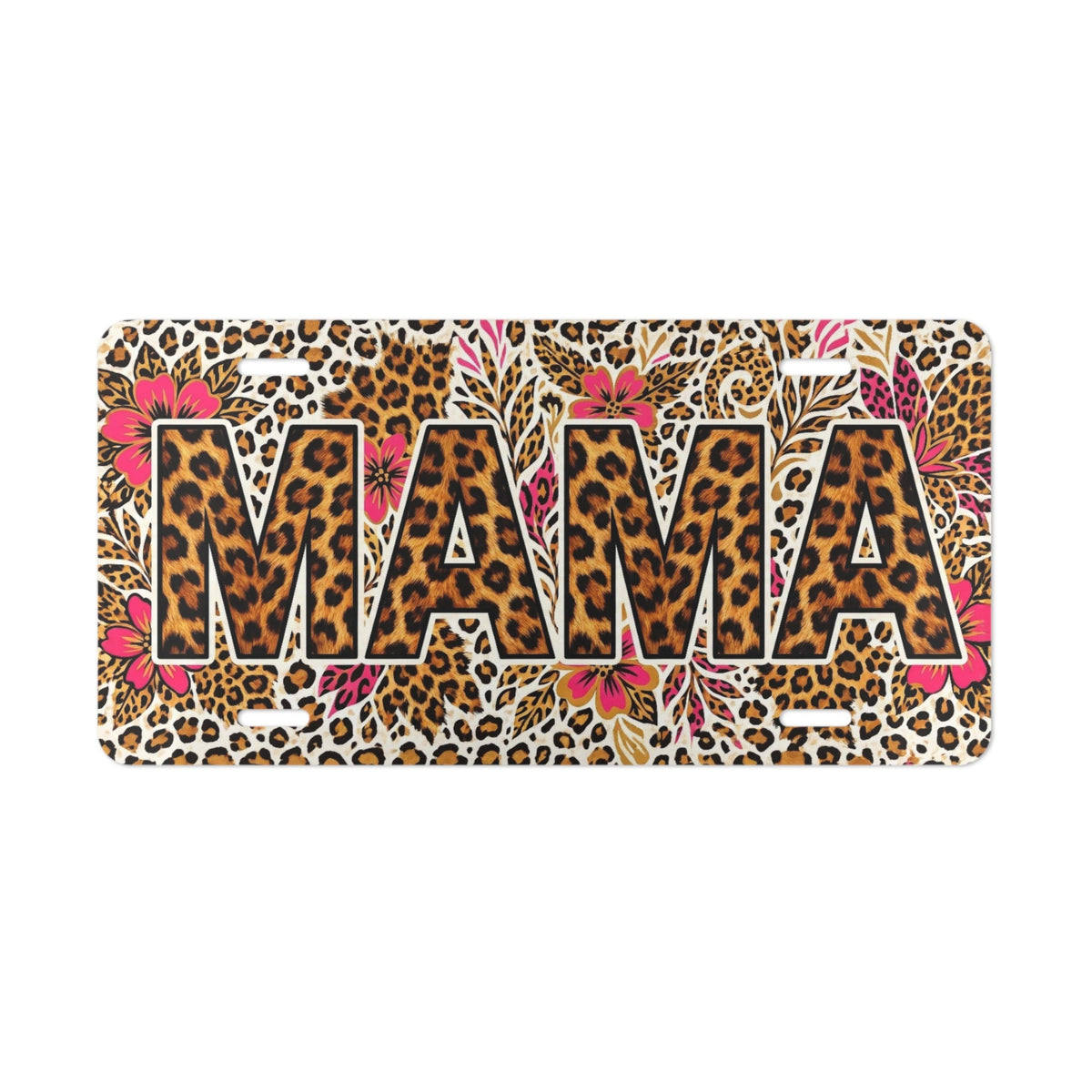 Leopard Floral Mama Bold Vanity Plate - Road Muse