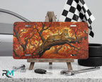 Leopard in Autumn Trees Vanity Plate - Road Muse
