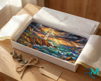 Lighthouse Stained Glass Seascape Vanity Plate - Road Muse