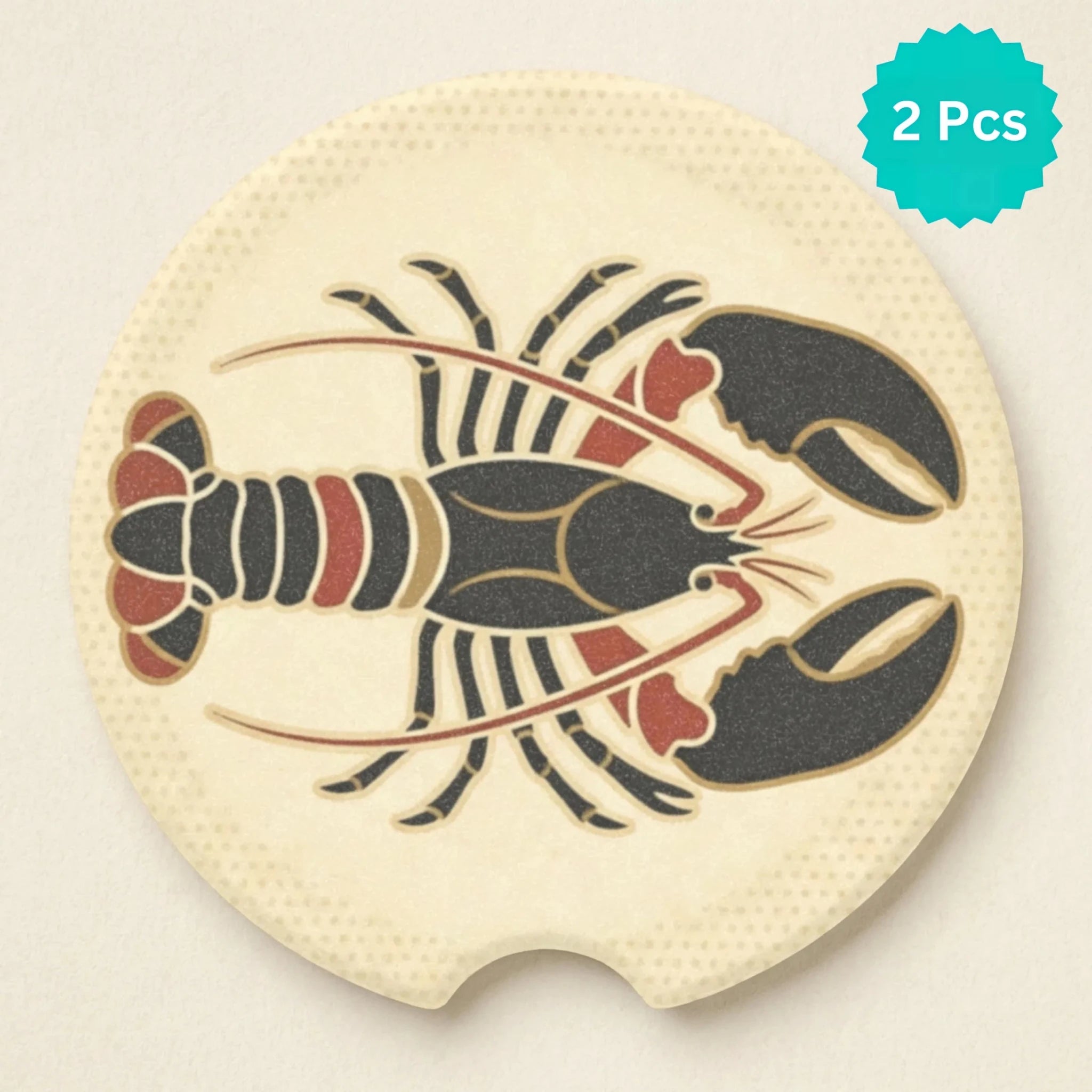 Lobster Illustration Car Coasters Set - Road Muse
