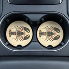 Lobster Illustration Car Coasters Set - Road Muse