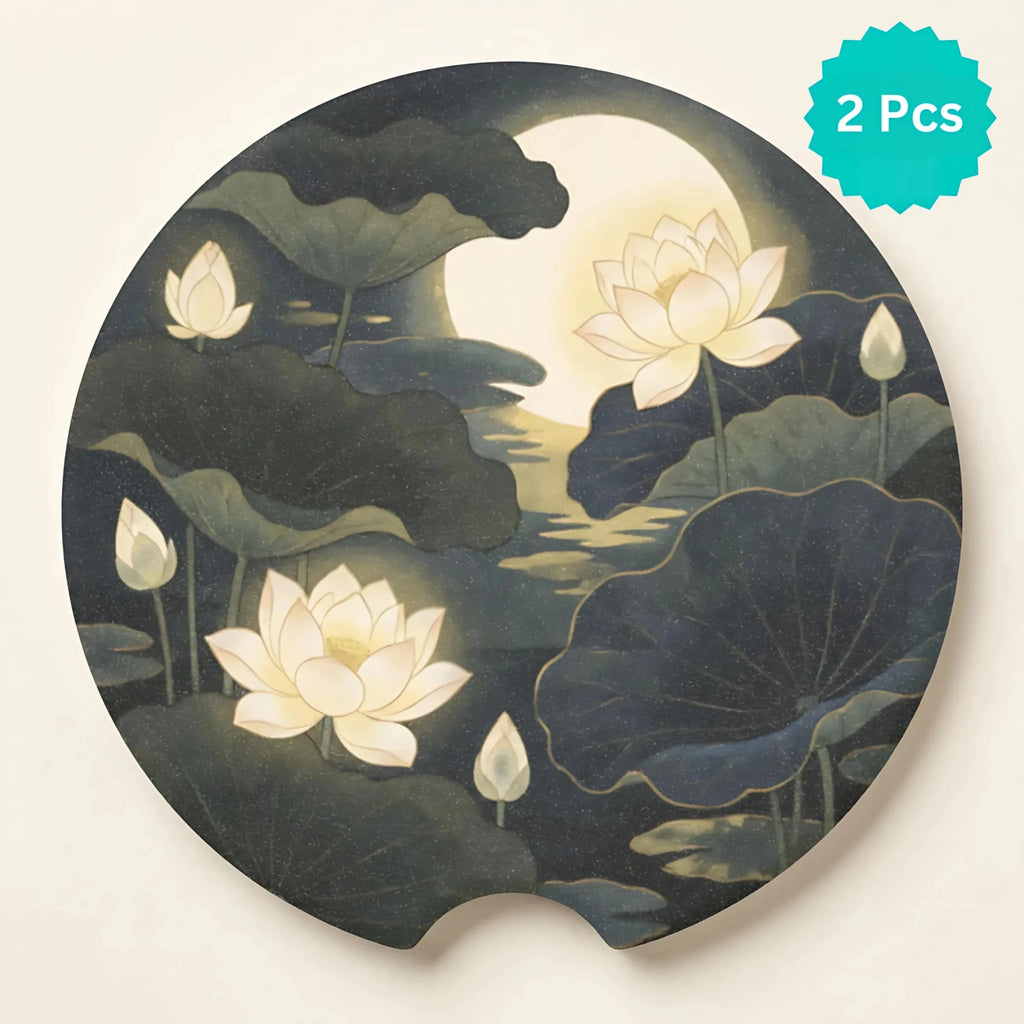 Lotus Moonlight Car Coasters Set - Road Muse