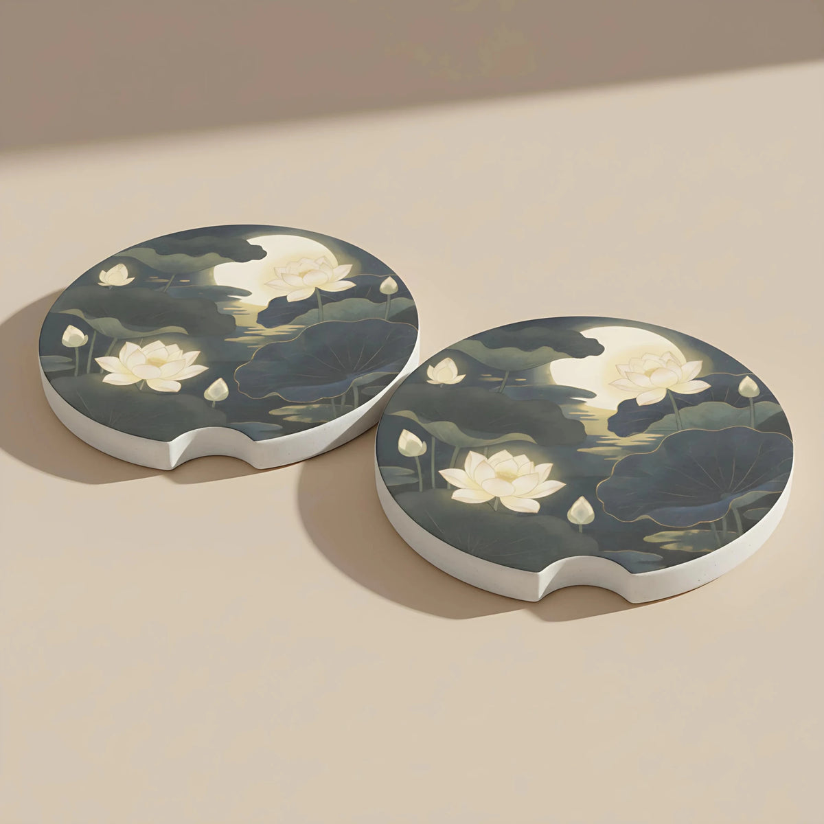 Lotus Moonlight Car Coasters Set - Road Muse