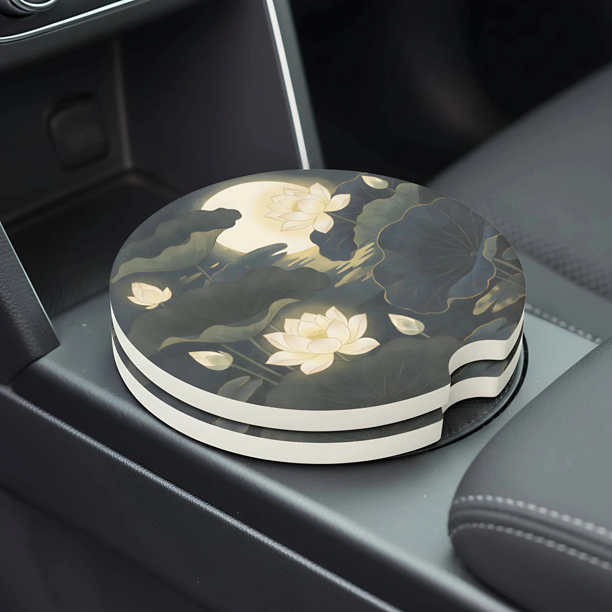 Lotus Moonlight Car Coasters Set - Road Muse