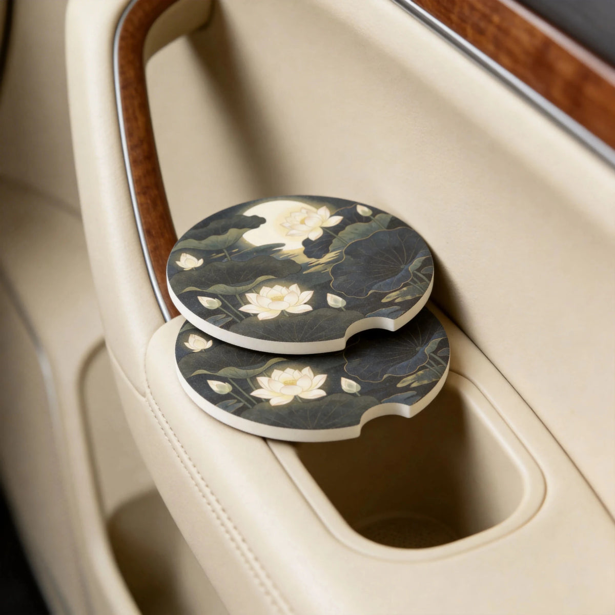 Lotus Moonlight Car Coasters Set - Road Muse