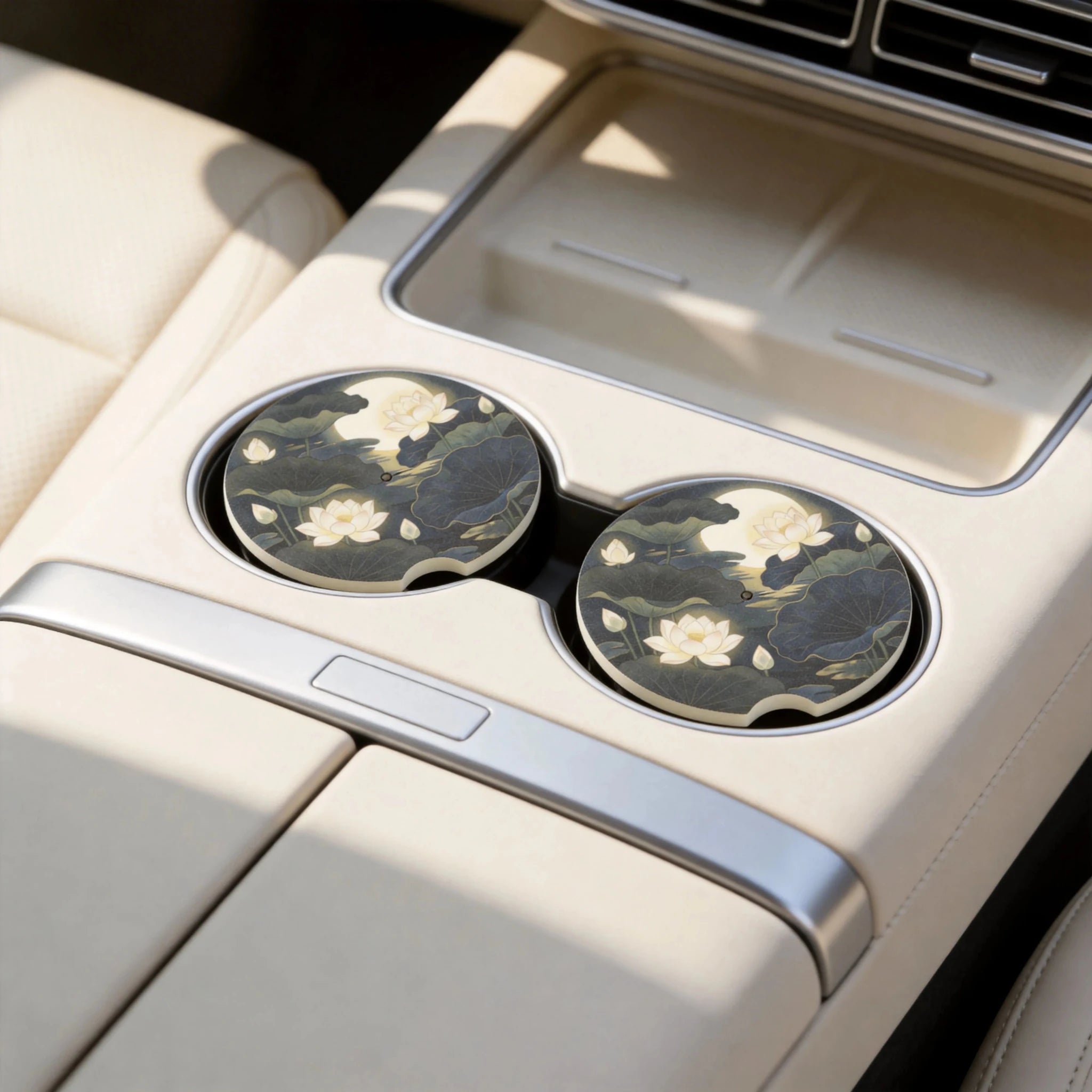 Lotus Moonlight Car Coasters Set - Road Muse