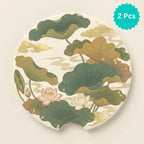 Lotus Pond Car Coasters Set - Road Muse