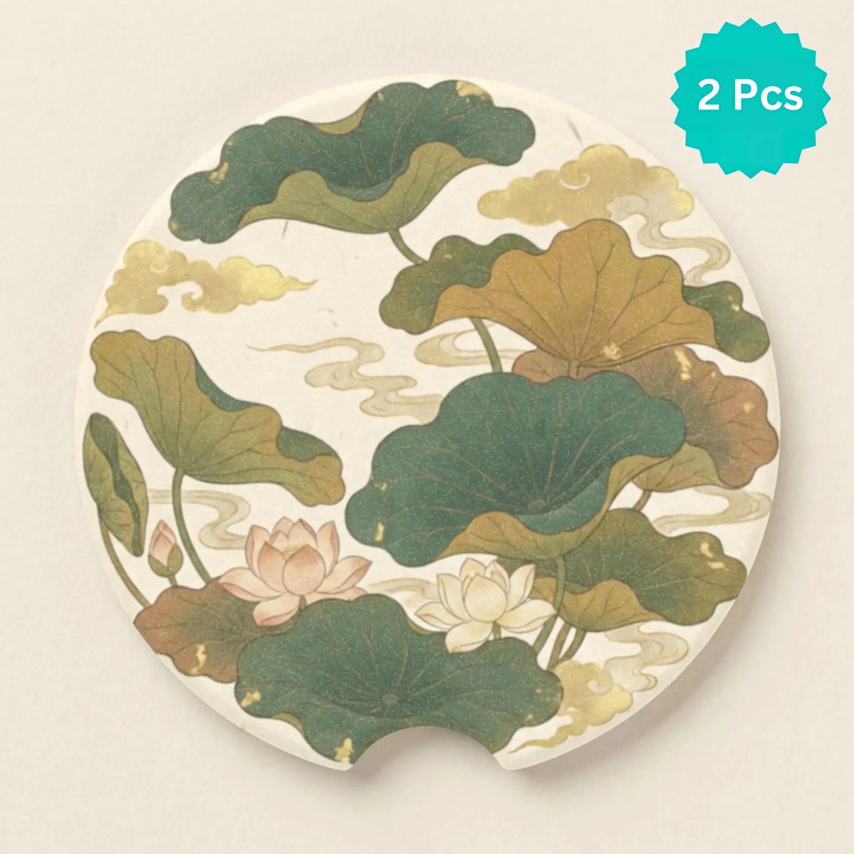 Lotus Pond Car Coasters Set - Road Muse