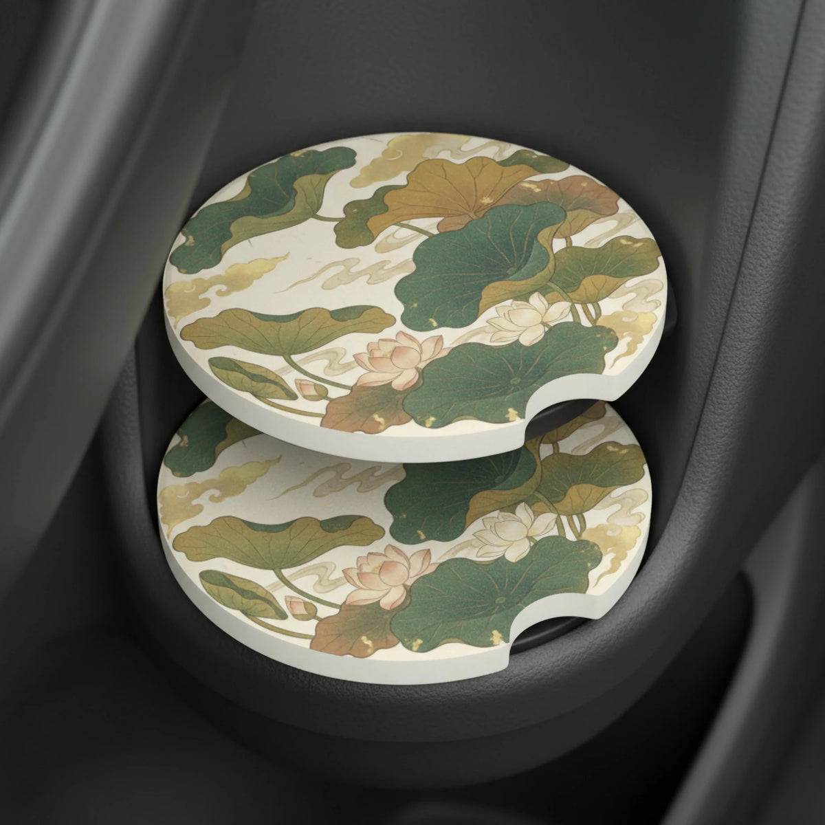 Lotus Pond Car Coasters Set - Road Muse