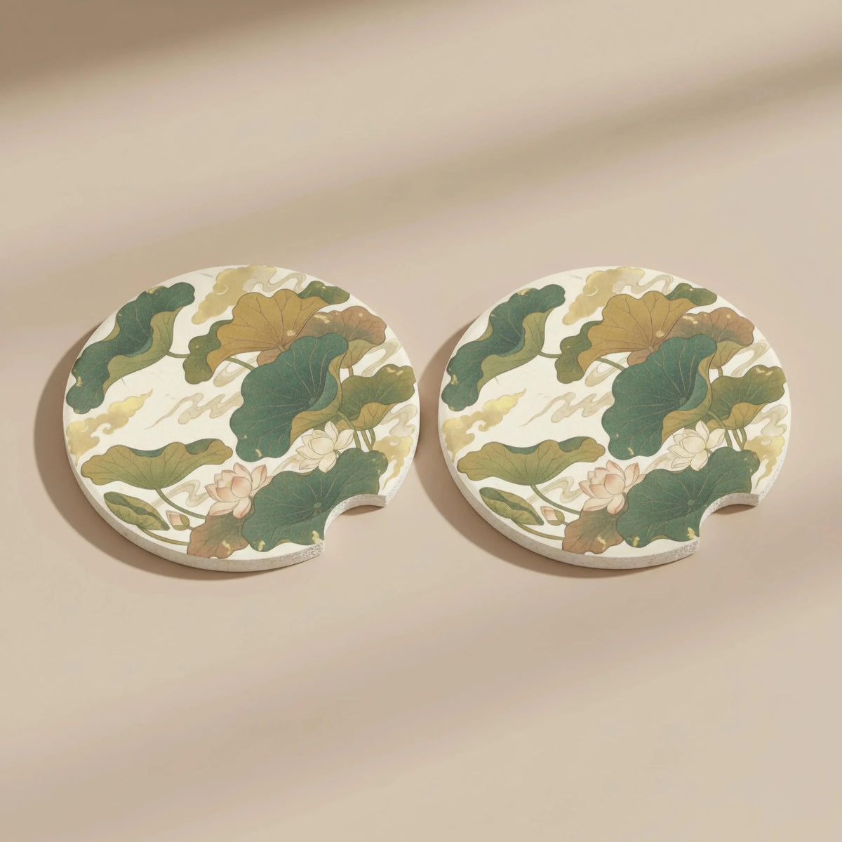 Lotus Pond Car Coasters Set - Road Muse