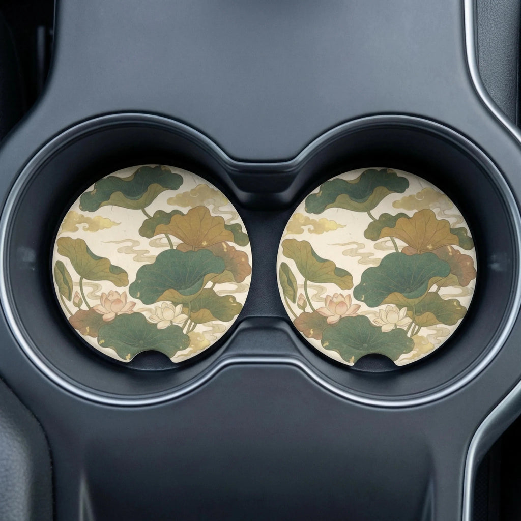 Lotus Pond Car Coasters Set - Road Muse