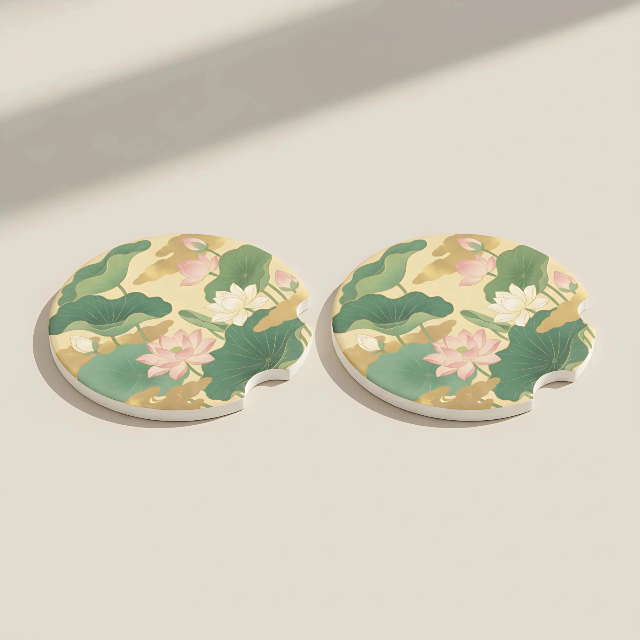 Lotus Pond Car Coasters Set - Road Muse