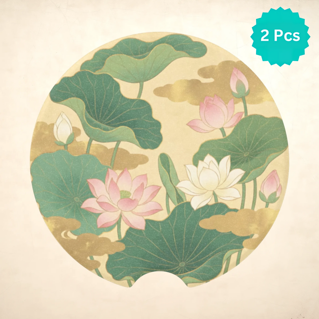 Lotus Pond Car Coasters Set - Road Muse