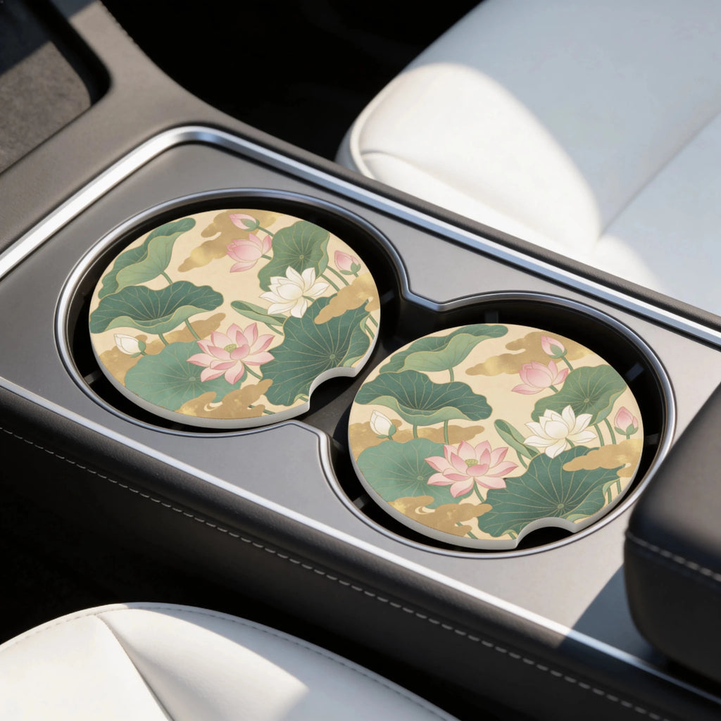 Lotus Pond Car Coasters Set - Road Muse