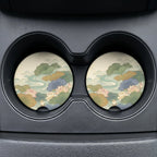 Lotus Pond Floral Car Coasters Set - Road Muse